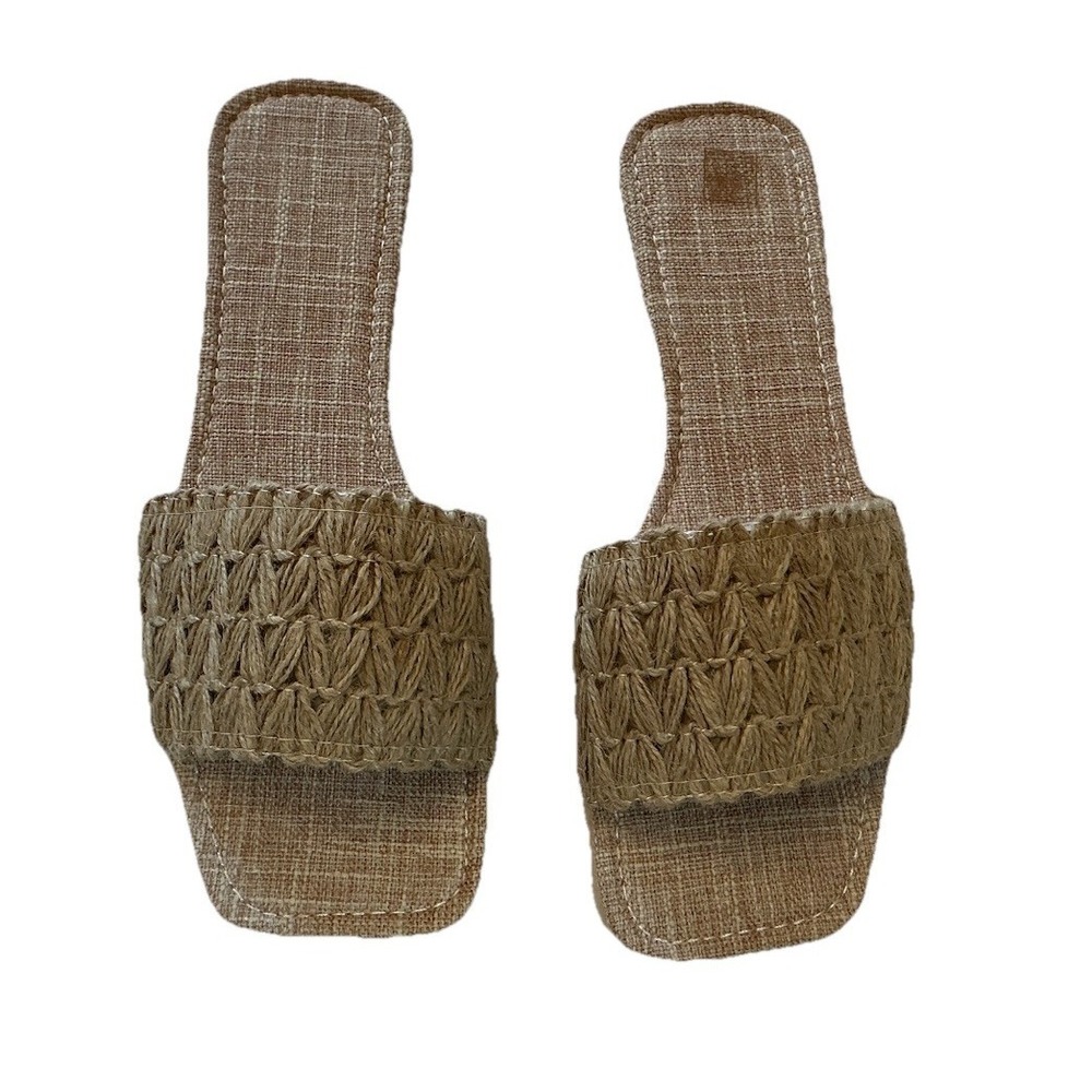 Women's Woven Raffia Slide‎ Sandals Unbranded Beige Flat US Size 11 - EU Size 44